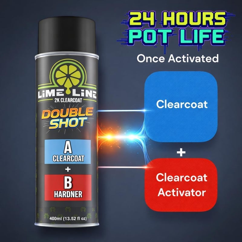 LiME LiNE High Gloss 2K Clearcoat Spray/Aerosol Can Automotive 2 Part Professional Finish (Pack of 2) - Image 2